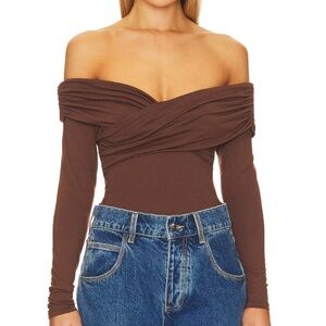 NEW Cocoa Off Shoulder Top in Cocoa // 
Line & Dot - Small